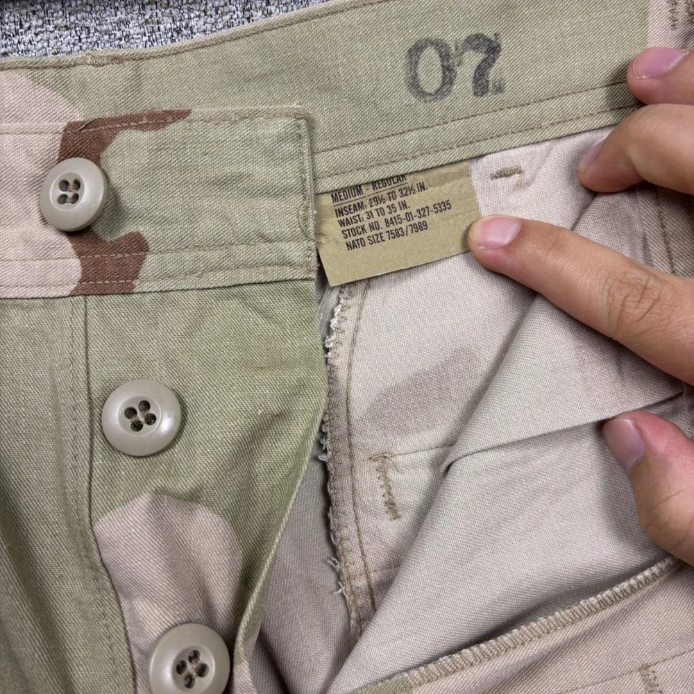 Military Issue Cargo Pants Mens Medium Regular Desert Camo Tactical BDU Tan